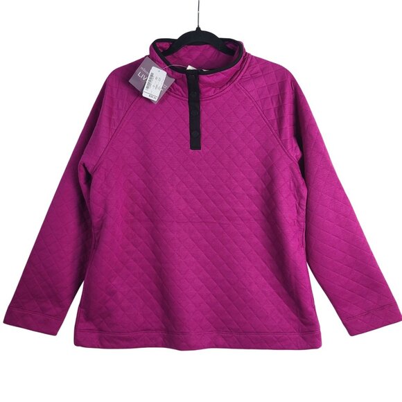 Christopher & Banks Tops - NWT Christopher & Banks Quilted Magenta Quarter Snap Pullover Top Sz L